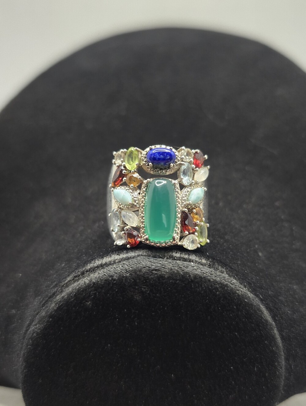 Ross-Simons Sterling Silver Natural multi-gemstone Confetti Ring Size 10 - Picture 6 of 12
